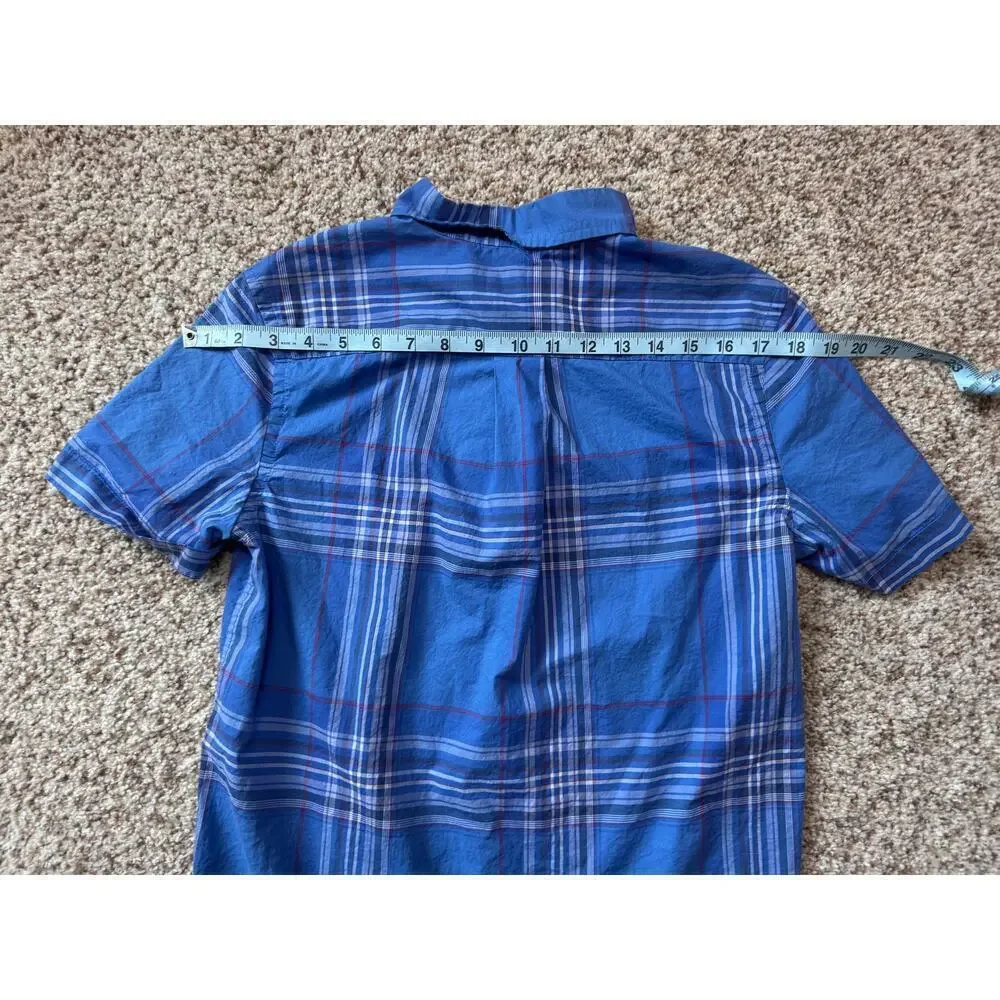 Ralph Lauren BOYS size 14/16; Collared,  short sleeve shirt, Blue Plaid print